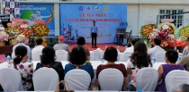 Anh Trần Ngọc Quỳnh - Phó GĐ Trung tâm Hoạt động TTN Bình Định phát biểu tại buổi ra mắt CLB bắn cung  - Ảnh MM